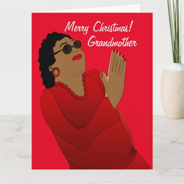 Tarjeta Abuela afroamericana Feliz Navidad (Anverso)