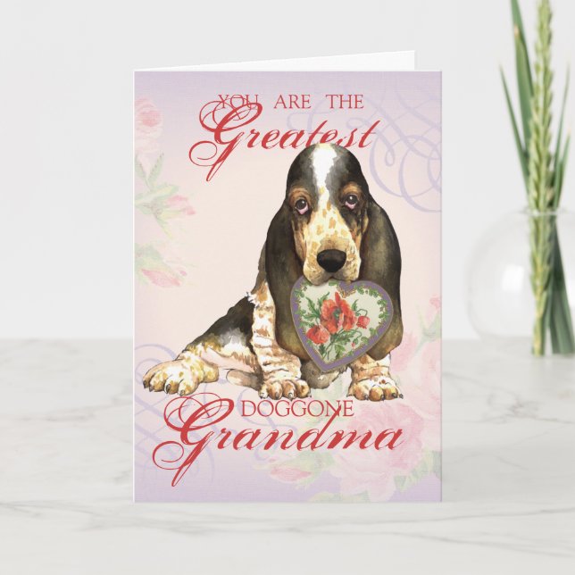 Tarjeta Abuela Basset Hound Heart (Anverso)