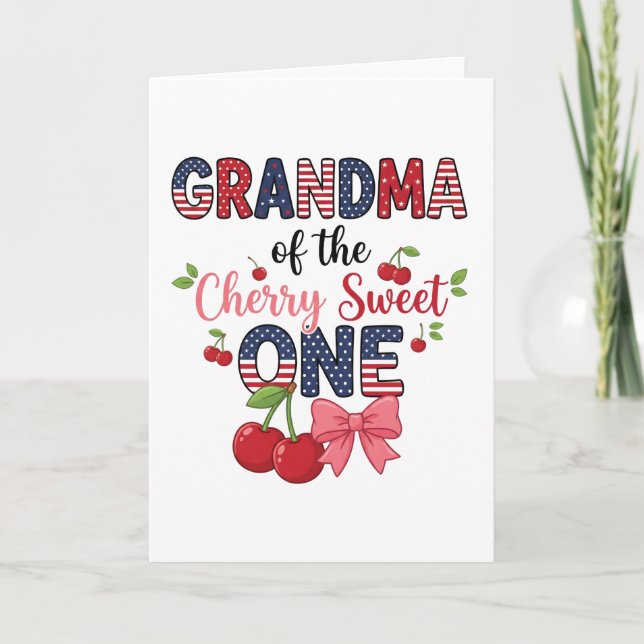 Tarjeta Abuela Cherry Dulce Uno Cumpleaños Familiar Lindo (Anverso)