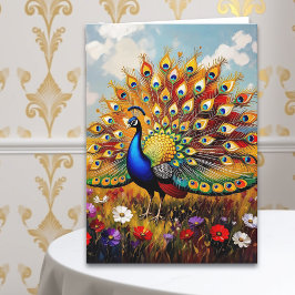Tarjeta Abuela Colorida Pavo Real Cumpleaños Personalizado