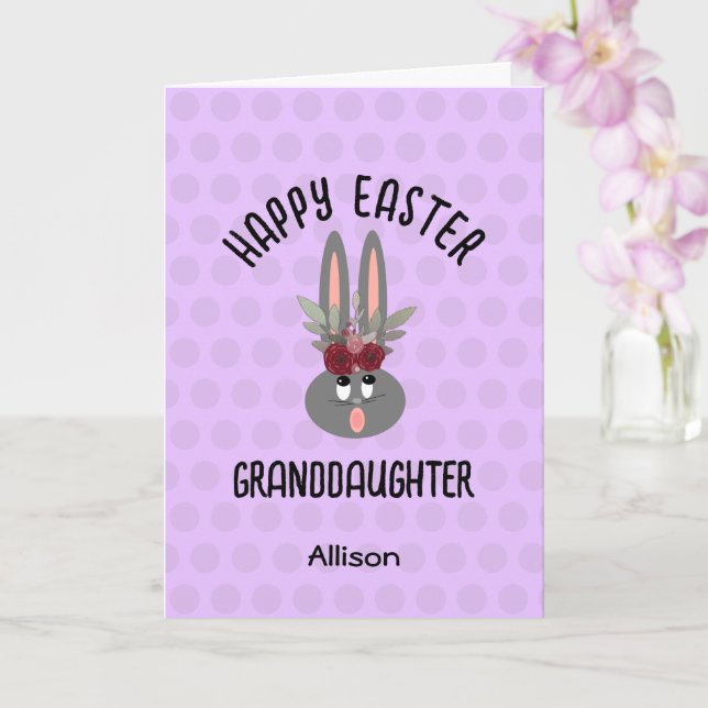 Tarjeta Abuela Conejo de Pascua Púrpura Personalizado (Orquídea)