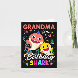Tarjeta Abuela Cuta Del Chica De Tiburón De La Familia De