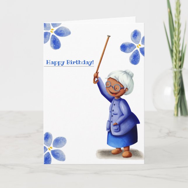 Tarjeta Abuela Cute negra y feliz cumpleaños (Anverso)