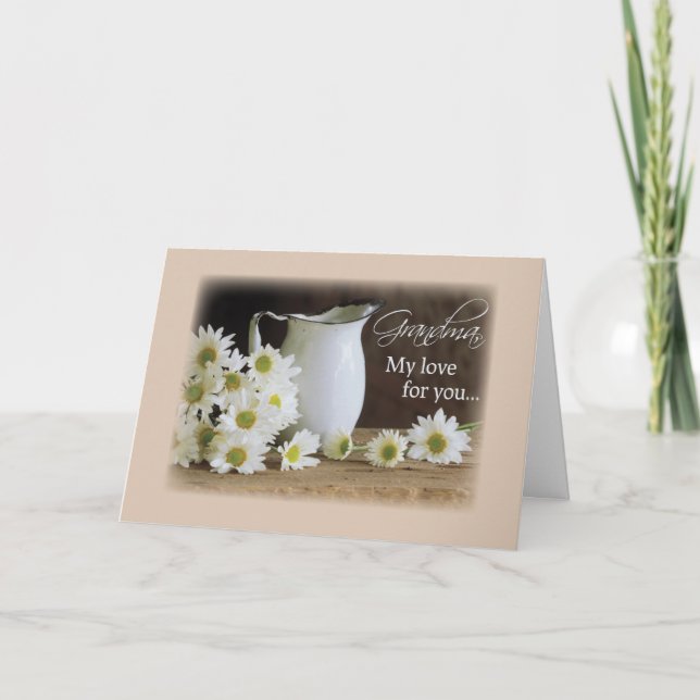 Tarjeta Abuela Daisies Pitcher, Día de los Abuelos (Anverso)