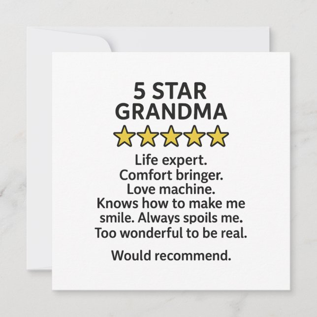 Tarjeta Abuela de 5 estrellas (Anverso)