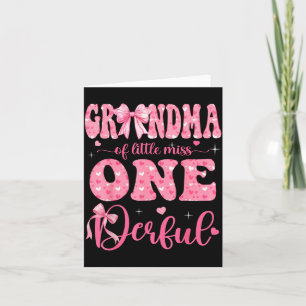 Tarjeta Abuela de Little Miss Onederful Bow en su 1er Cump