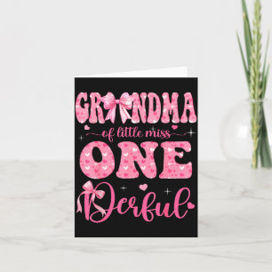 Tarjeta Abuela de Little Miss Onederful Bow en su 1er Cump