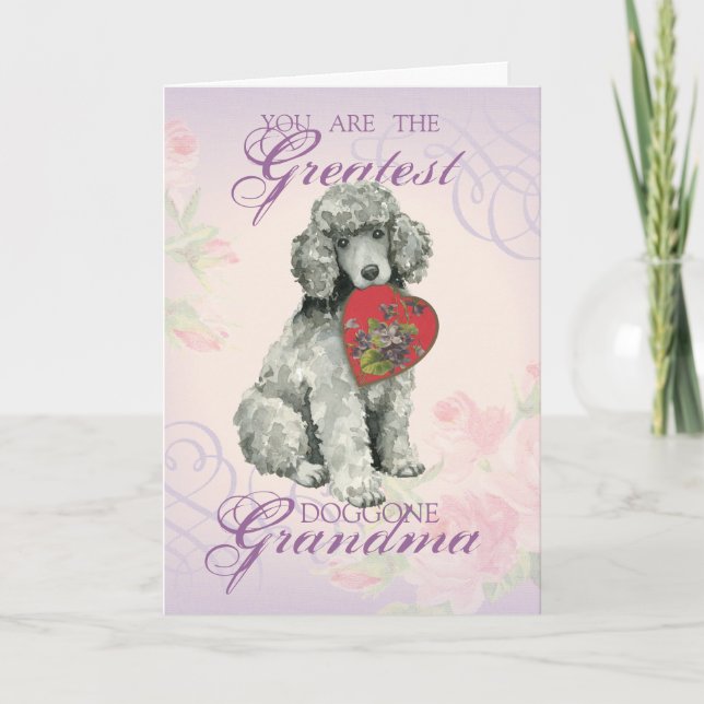 Tarjeta Abuela del corazón de Poodle (Anverso)