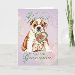 Tarjeta Abuela del corazón del bulldog