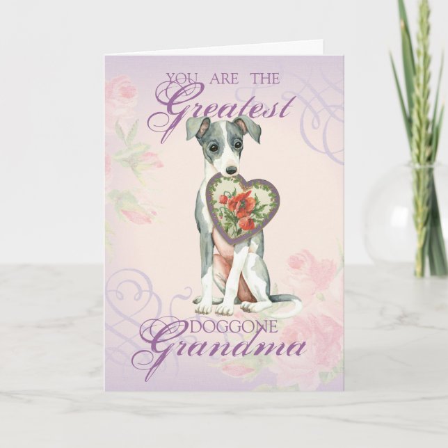 Tarjeta Abuela del corazón del Greyhound italiano (Anverso)
