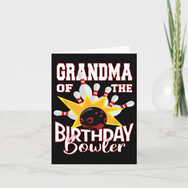 Tarjeta Abuela Del Fiesta De Boliche De Cumpleaños Bowler (Anverso)
