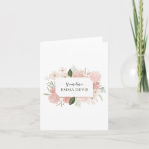 Tarjeta Abuela elegante con guión floral de acuarela moder