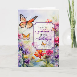 Tarjeta Abuela en su jardín de flores silvestres brillante