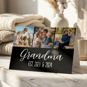 Tarjeta Abuela Estableció Negro 3 Foto Escritura Blanca