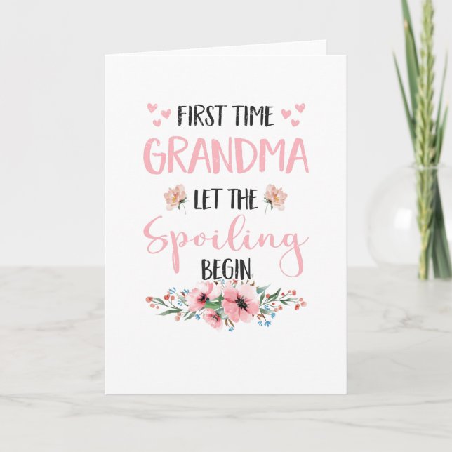 Tarjeta Abuela Expectativa de Abuelos Omi Flores de Bebé (Anverso)