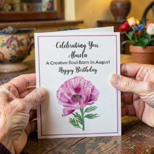 Tarjeta Abuela Feliz Agosto Cumpleaños Adormidera