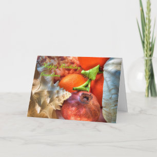 Tarjeta Abuela feliz cumpleaños - conchas y frutas