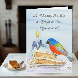 Tarjeta Abuela Feliz Cumpleaños de Febrero Arrocero Pintad