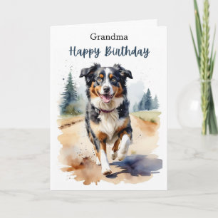 Tarjeta Abuela Feliz Cumpleaños Perro Pastor Australiano