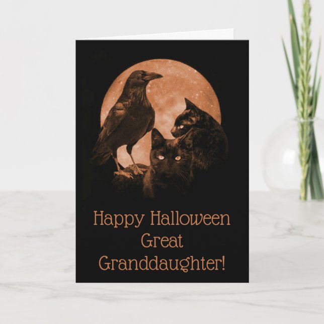 Tarjeta Abuela feliz Halloween con animales (Anverso)