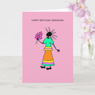 Tarjeta Abuela Inspiradora Chica de Floral y Resumen
