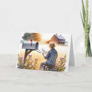 Tarjeta Abuela leyendo una carta de cumpleaños de su nieto