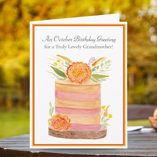 Tarjeta Abuela Octubre Cumpleaños Marigoles en Pastel (Subido por el creador)