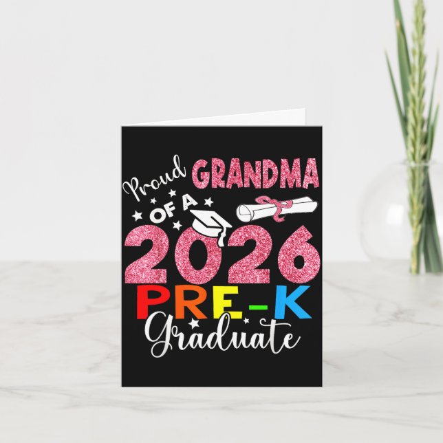 Tarjeta Abuela orgullosa de graduada de prekín de 2026 día (Anverso)