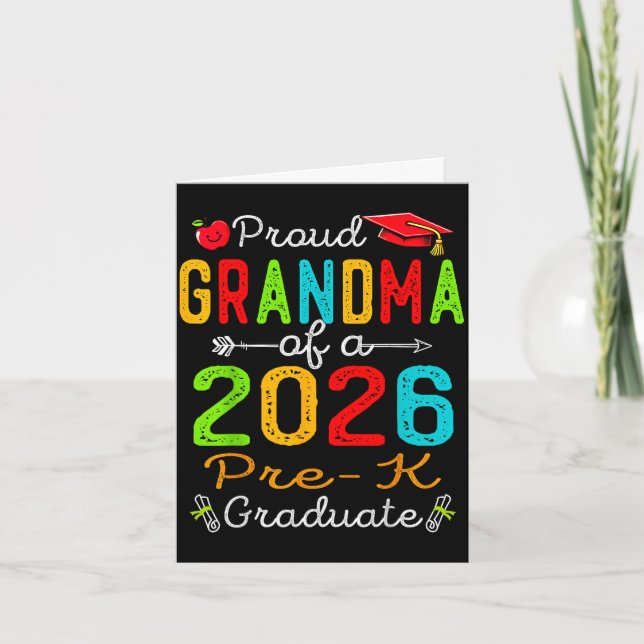 Tarjeta Abuela orgullosa de graduada de prekín de 2026 día (Anverso)