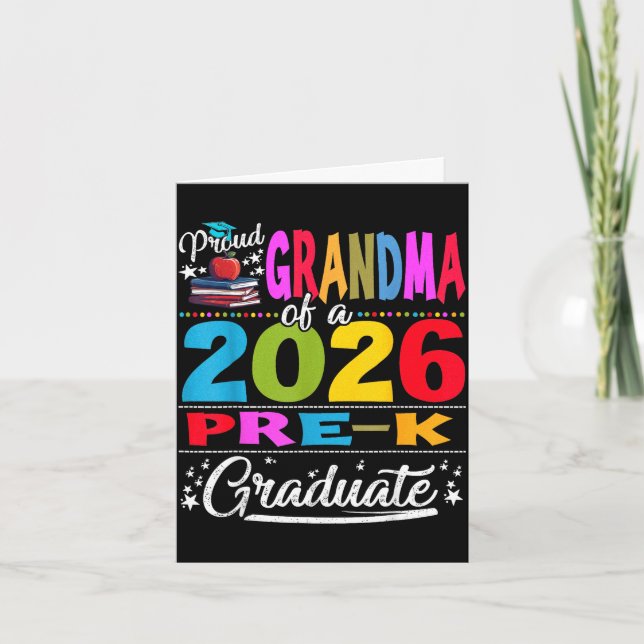 Tarjeta Abuela orgullosa de graduada de prekínder de 2026  (Anverso)