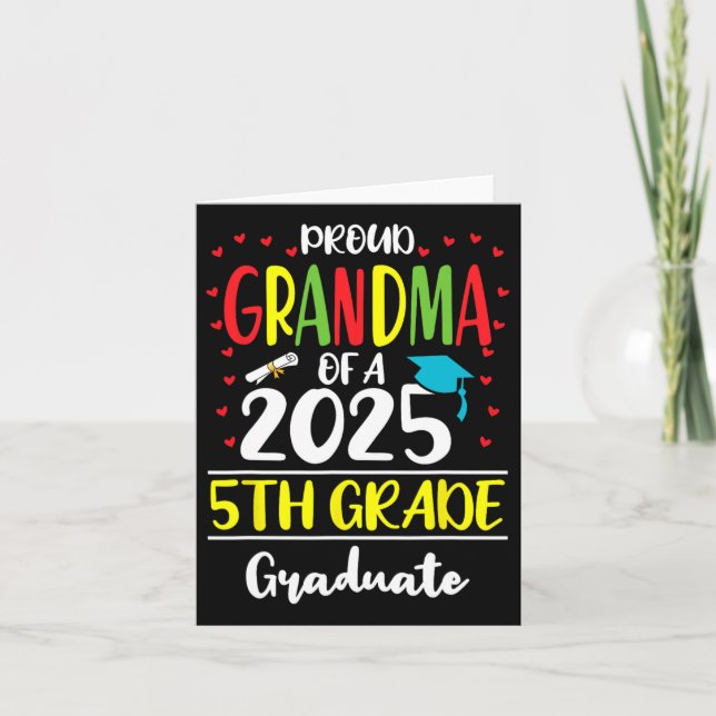 Tarjeta Abuela Orgullosa Y Graciosa De Un Grado De 5º Grad (Anverso)