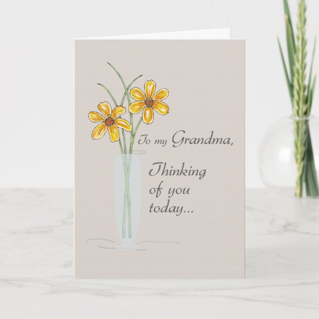 Tarjeta Abuela, pensando en ti dos flores (Anverso)