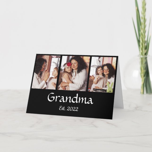 Tarjeta Abuela Personalizada Establecida Collage de 3 Foto (Anverso)