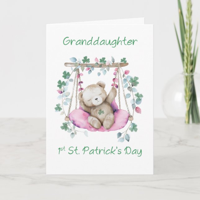 Tarjeta Abuela Primer Día De Patrones Dulce Oso (Anverso)