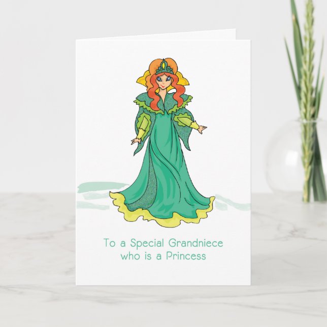 Tarjeta Abuela Princesa Birthday Green Sparkly Look (Anverso)
