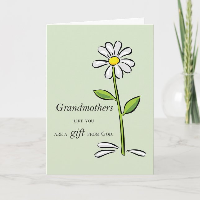 Tarjeta Abuela Regalo de Dios Daisy Religiosa (Anverso)