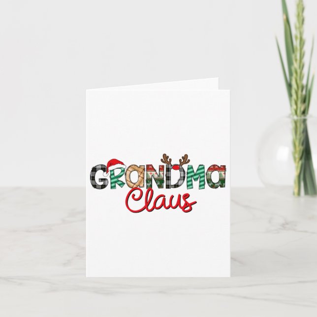 Tarjeta Abuela Retro Claus Navidades renos a juego (Anverso)