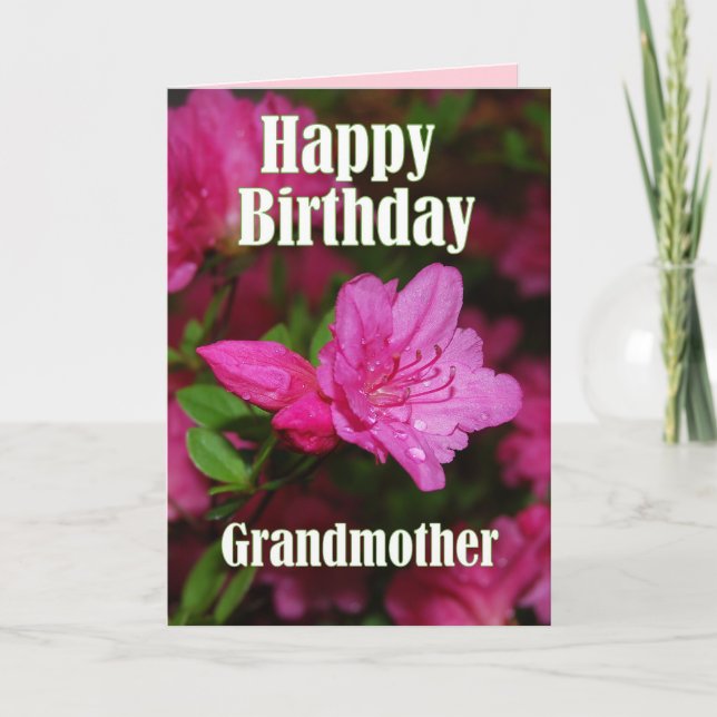 Tarjeta Abuela Rosa Azalea Feliz cumpleaños (Anverso)