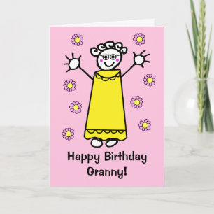 Tarjeta Abuela sonriente divertida caricatura de cumpleaño