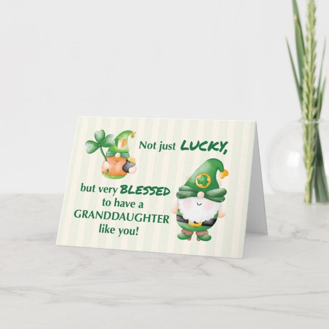 Tarjeta Abuela St. Patricks Day Gnomes Lucky Blesse (Anverso)