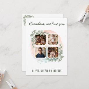 Tarjeta Abuela te amamos 6 Collage de Fotos Eucalipto