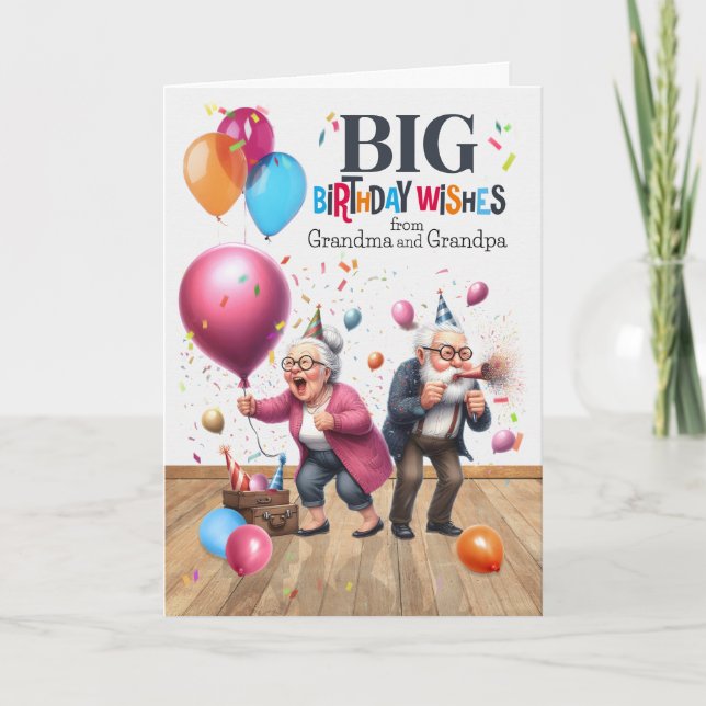 Tarjeta Abuela vieja y divertida de cumpleaños y grandes d (Anverso)