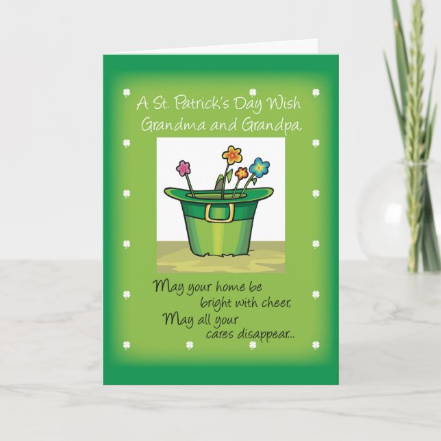 Tarjeta Abuela y abuelo, Gorra del Día de San Patricio con (Anverso)