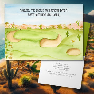 Tarjeta Abuelito, cumpleaños campo de golf desierto acuare