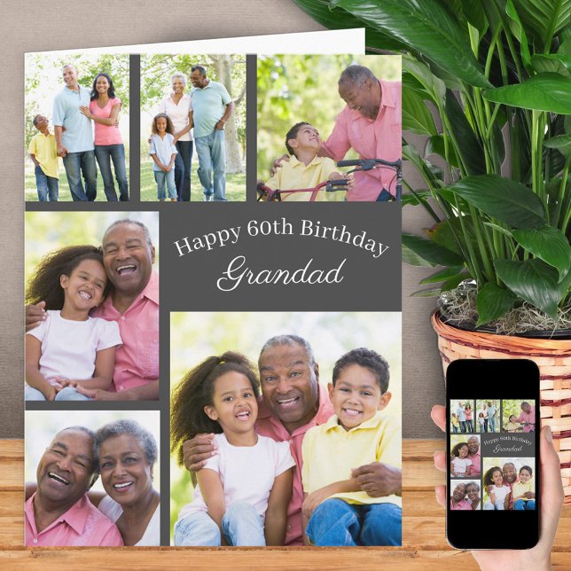 Tarjeta Abuelo 6 Collage de fotos Cualquier edad Gran cump (Subido por el creador)