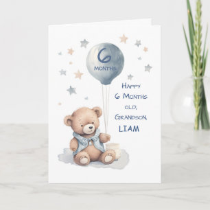 Tarjeta Abuelo 6 meses cumpleaños personaliza a Teddy Bear