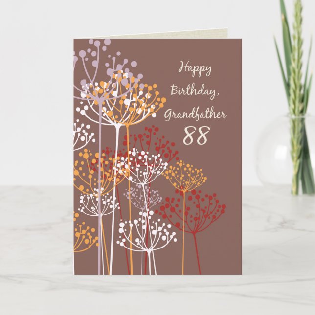 Tarjeta Abuelo 88.º Nacimiento de flores silvestres marron (Anverso)