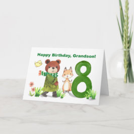 Tarjeta Abuelo 8.º oso acuarela de cumpleaños y Fox