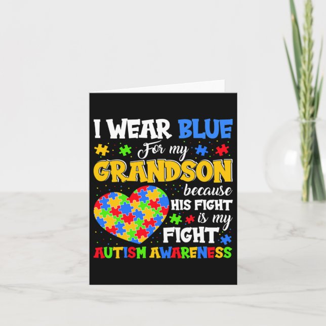 Tarjeta Abuelo Abuela Que Uso Azul Para El Autismo De Mi A (Anverso)