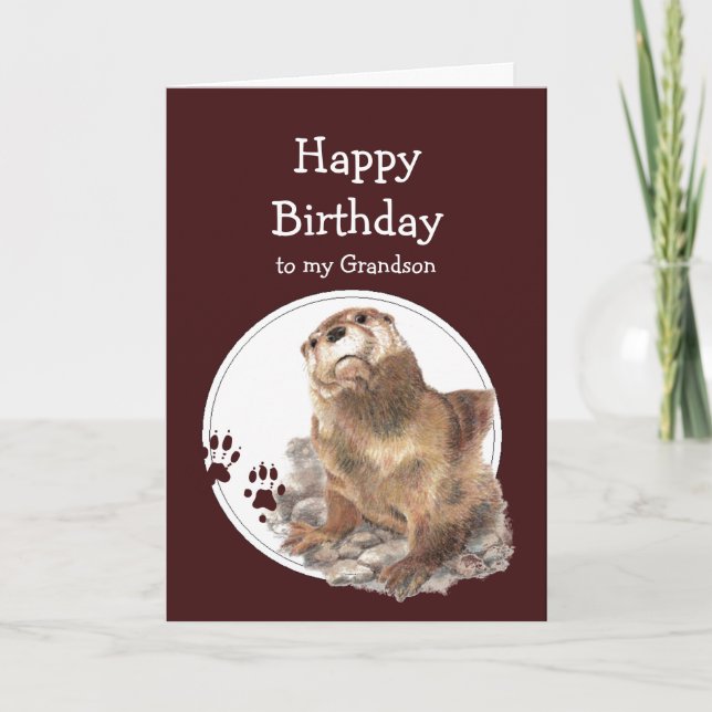 Tarjeta Abuelo Birthda Otter Gracioso Animal Personalizado (Anverso)